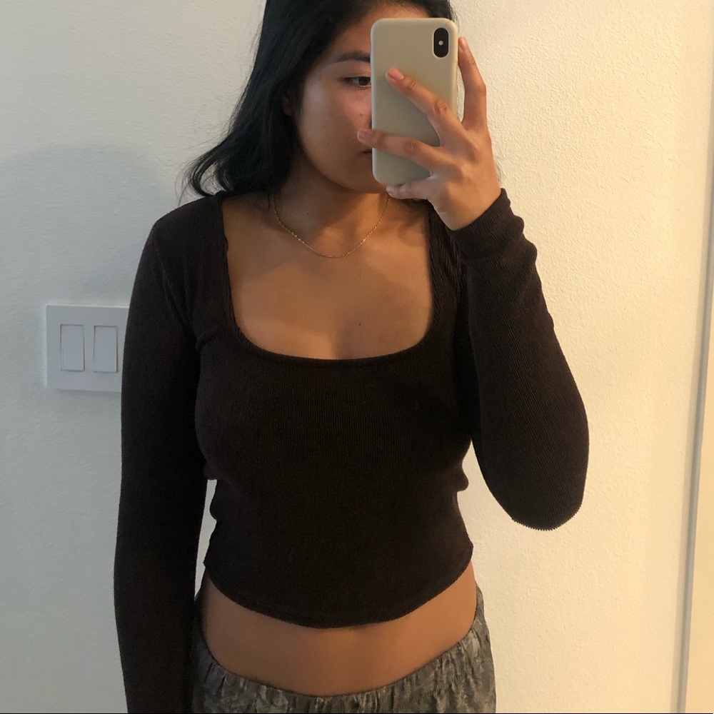 ZARA brown long sleeve top
